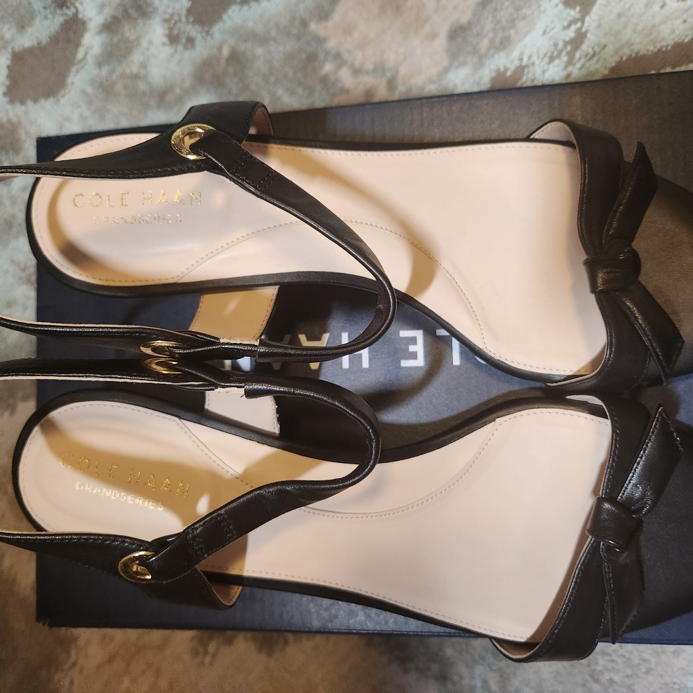 Cole Haan Black High-Heeled Slingback Heels